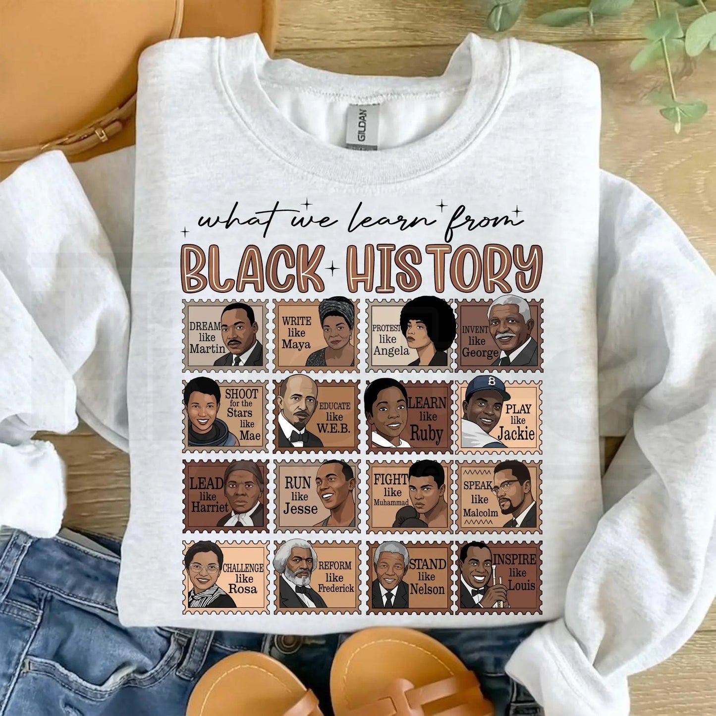What We Learn From Black History Sweatshirt: Black History Month Pride Crewneck Hiyatee