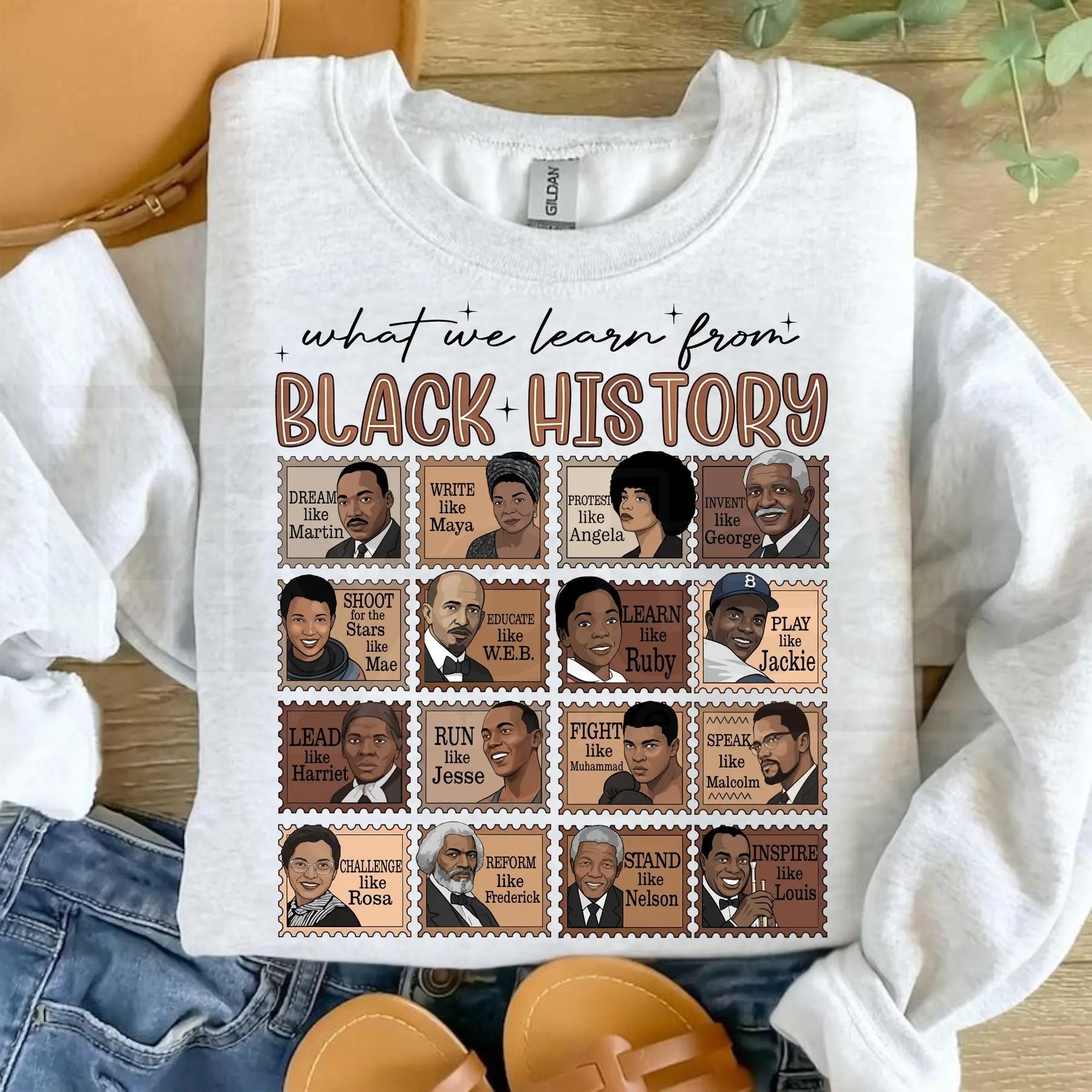 What We Learn From Black History Sweatshirt: Black History Month Pride Crewneck Hiyatee