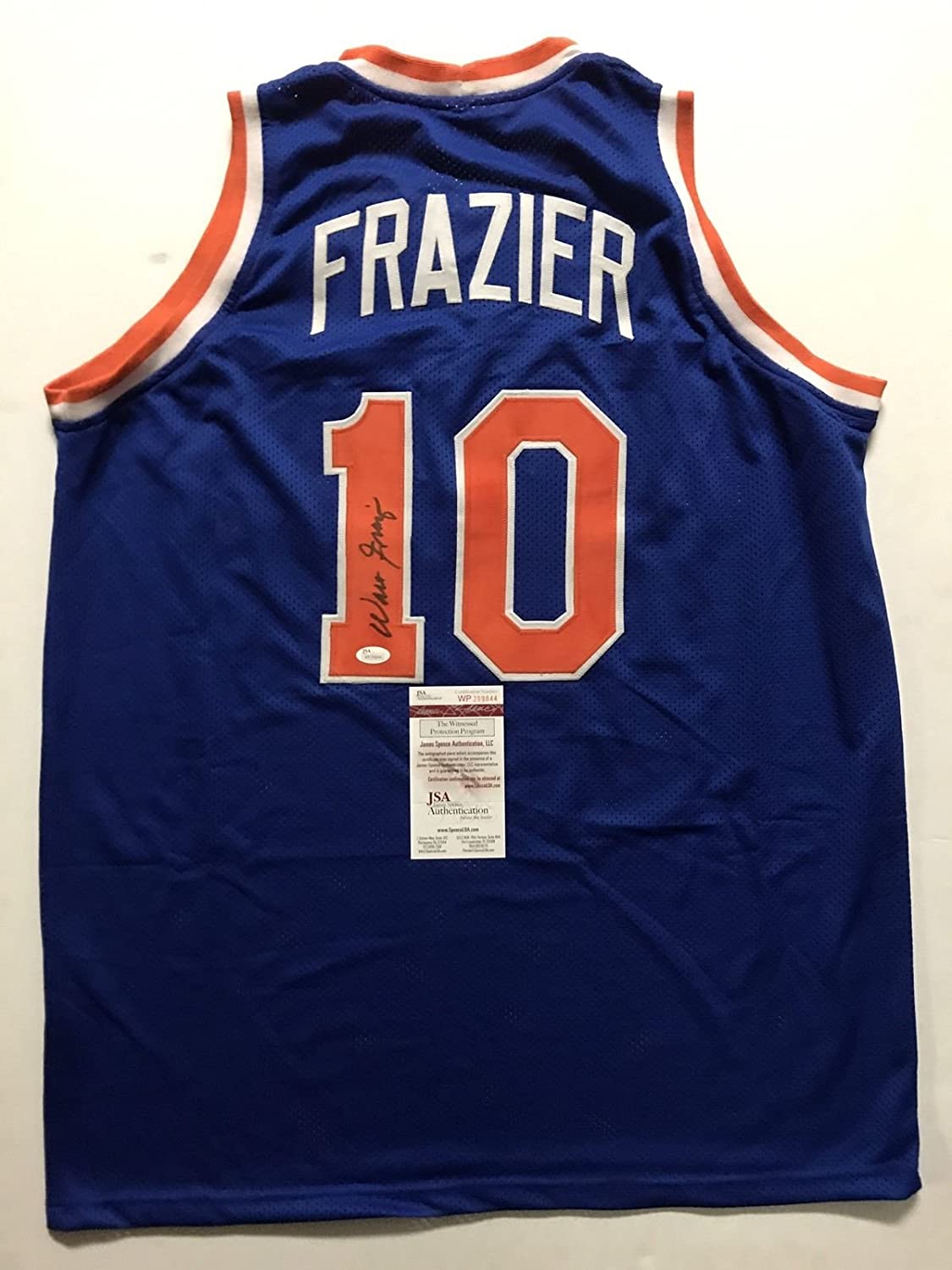 Autographed/Signed Walt Frazier New York Knicks Blue Basketball Jersey JSA COA Hall of Fame Sports Memorabilia