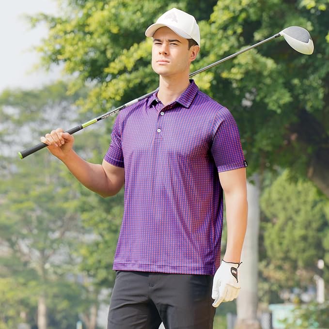 DEOLAX Mens Polo Shirts Fashion Print Mens Golf Shirt Dry Fit Mens Golf Polo Short Sleeve Quick Dry Funny Golf Shirt for Men IronWave Fitness
