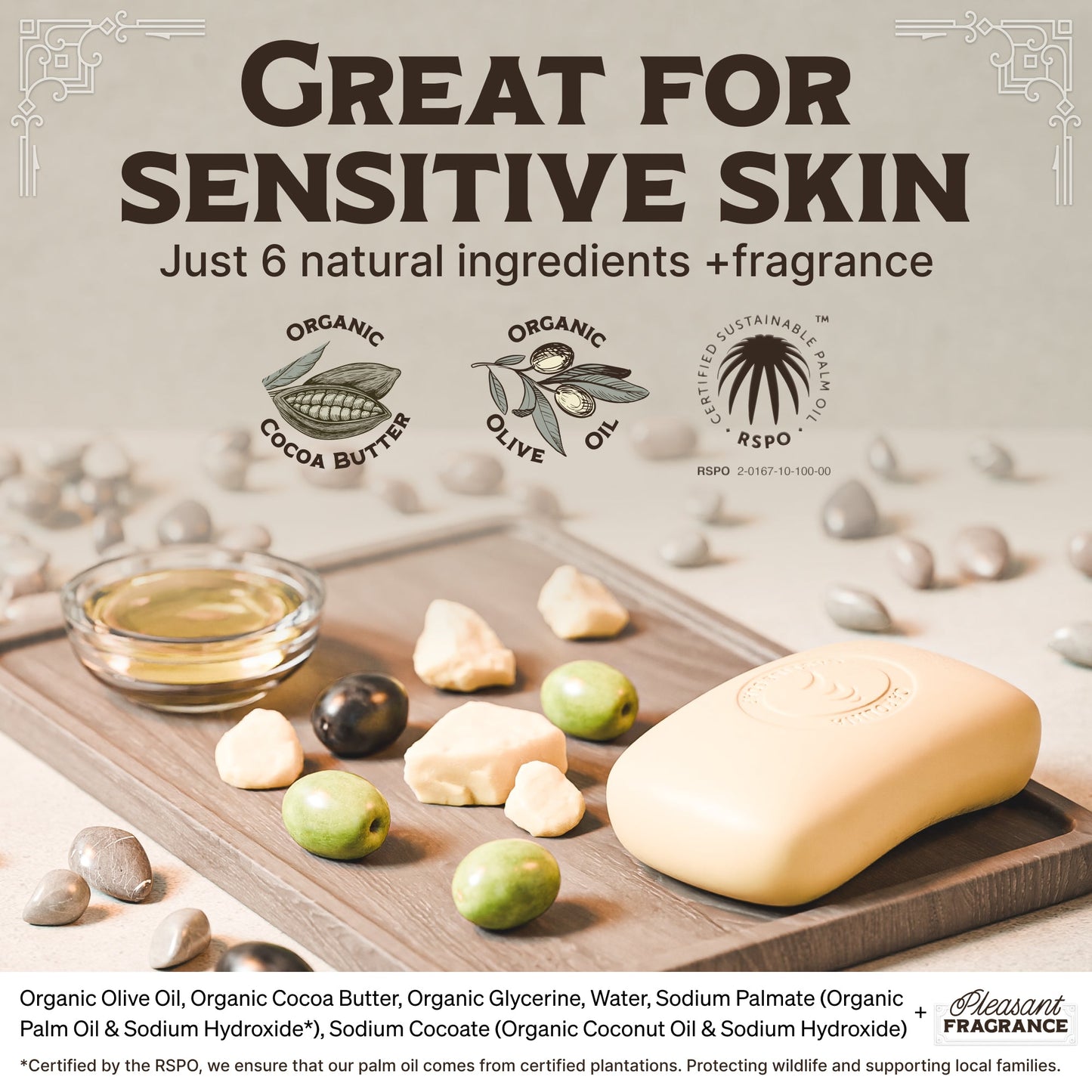 Castile Bar Soap - Gentle Unscented Carolina Castile Soap