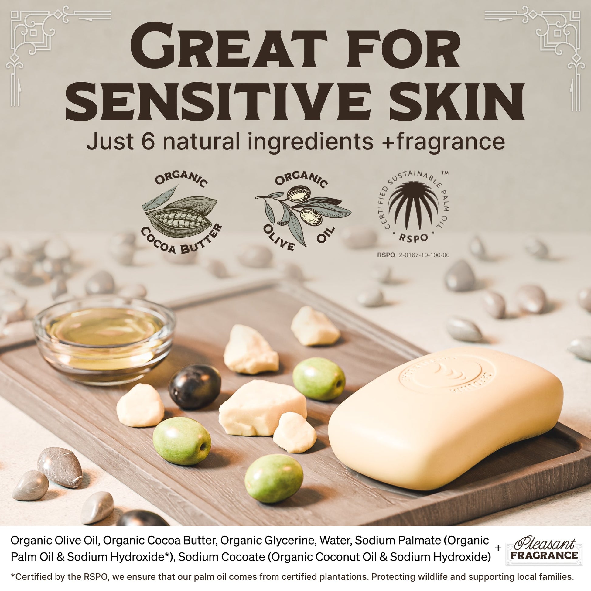 Castile Bar Soap - Gentle Unscented Carolina Castile Soap