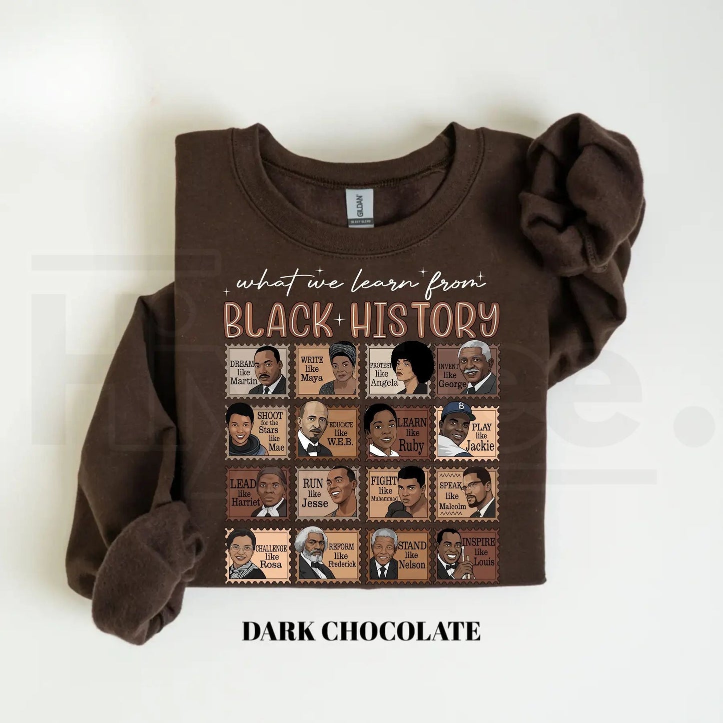 What We Learn From Black History Sweatshirt: Black History Month Pride Crewneck Hiyatee