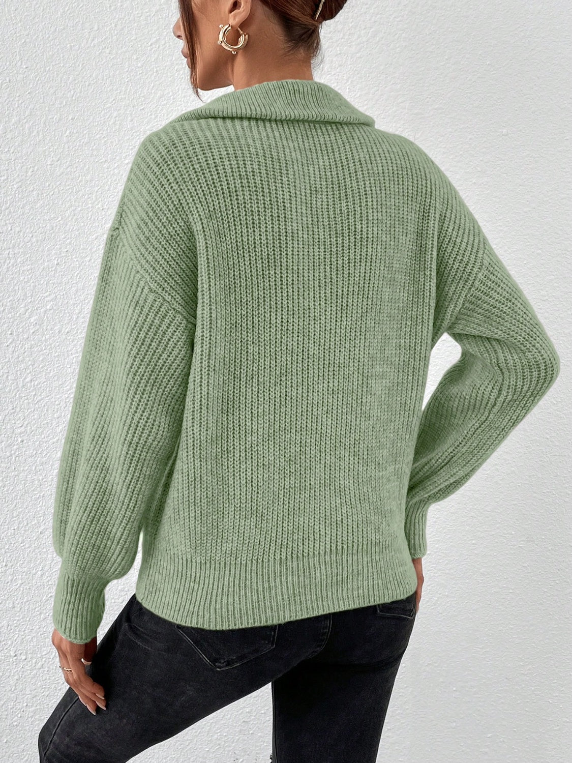 Honey Half Zip Dropped Shoulder Sweater