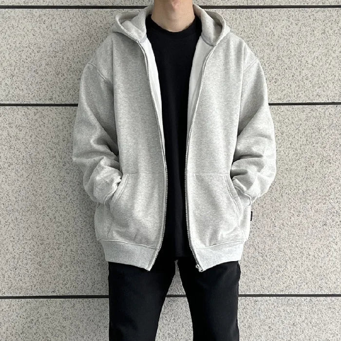 Men's cardigan black hoodie autumn edition Korean versatile casual hooded clothes loose student sports jacket