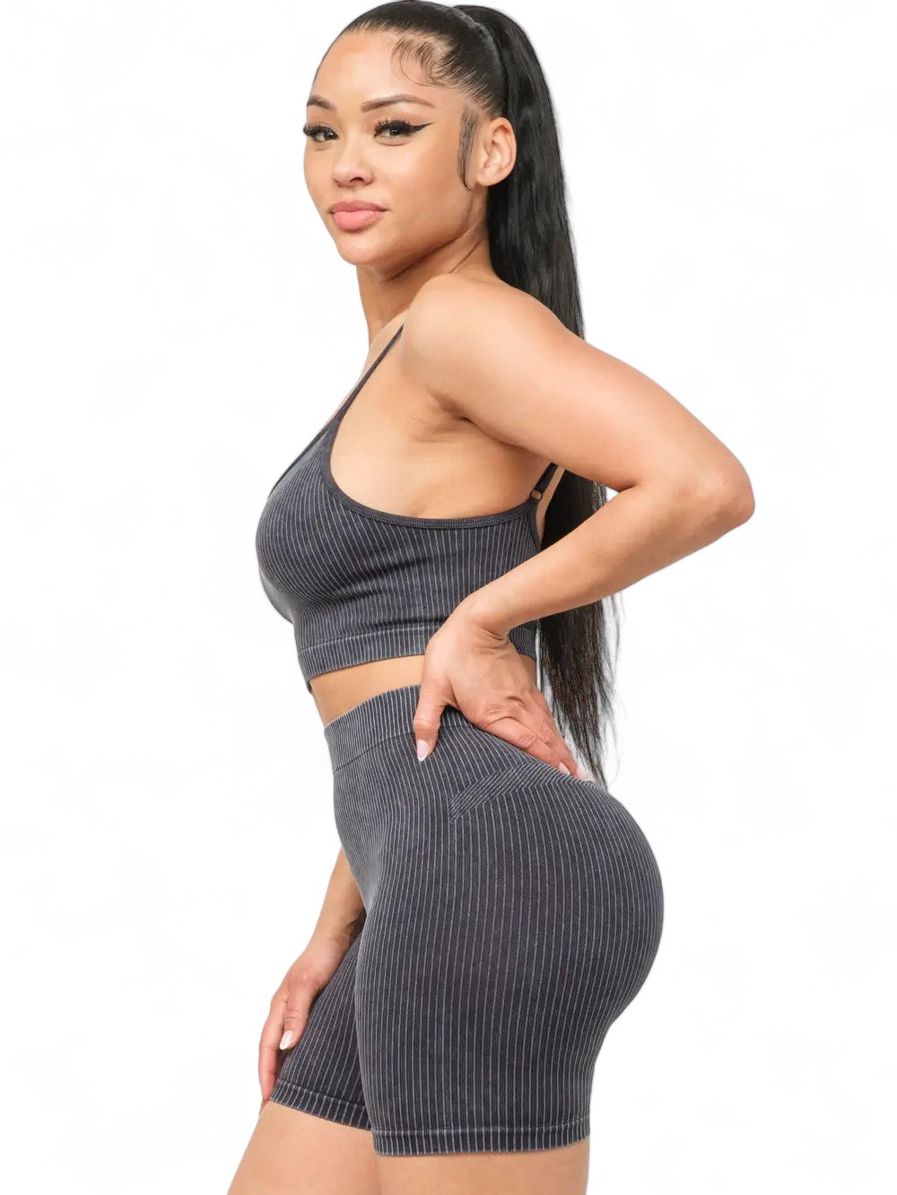 Washed Seamless Basic Tank Top and Shorts Set The House of Stylez