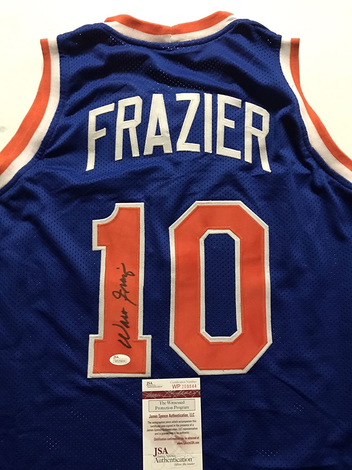 Autographed/Signed Walt Frazier New York Knicks Blue Basketball Jersey JSA COA Hall of Fame Sports Memorabilia