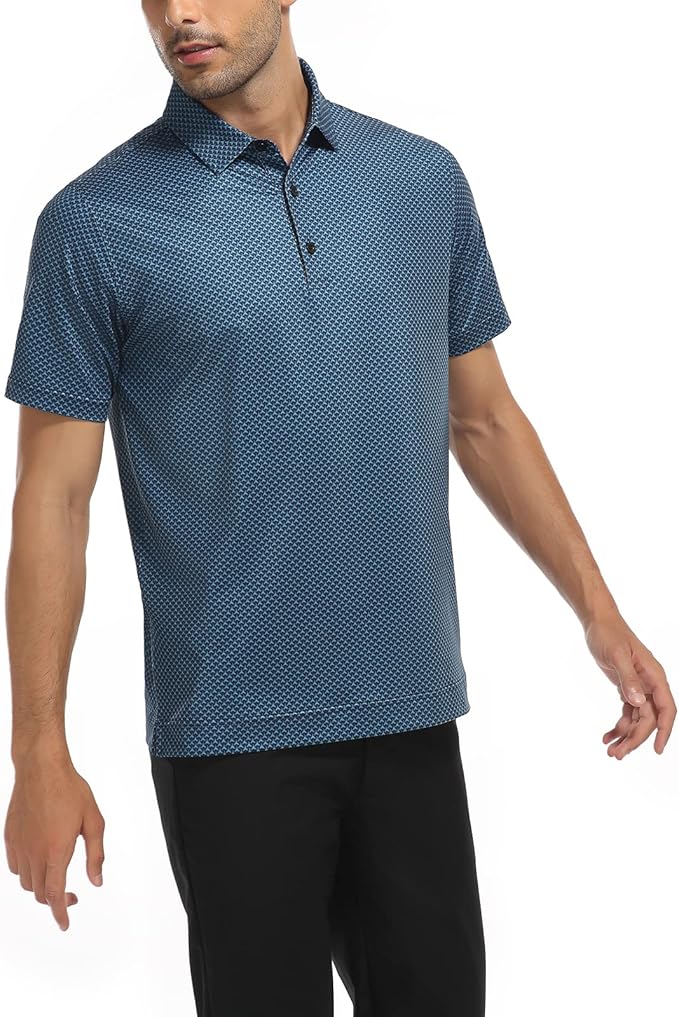 DEOLAX Mens Polo Shirts Fashion Print Mens Golf Shirt Dry Fit Mens Golf Polo Short Sleeve Quick Dry Funny Golf Shirt for Men IronWave Fitness
