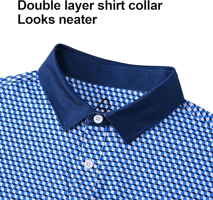 DEOLAX Mens Polo Shirts Fashion Print Mens Golf Shirt Dry Fit Mens Golf Polo Short Sleeve Quick Dry Funny Golf Shirt for Men IronWave Fitness