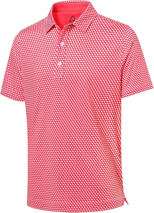 DEOLAX Mens Polo Shirts Fashion Print Mens Golf Shirt Dry Fit Mens Golf Polo Short Sleeve Quick Dry Funny Golf Shirt for Men IronWave Fitness