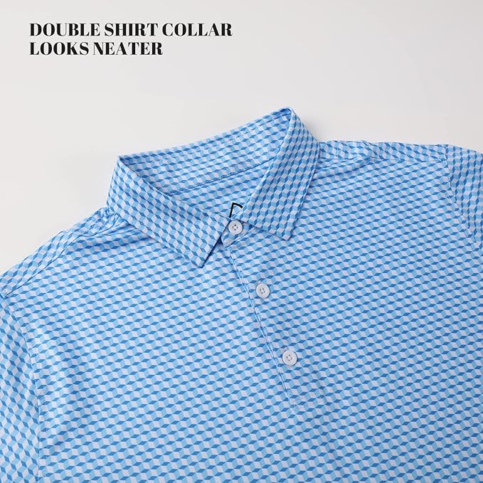 DEOLAX Mens Polo Shirts Fashion Print Mens Golf Shirt Dry Fit Mens Golf Polo Short Sleeve Quick Dry Funny Golf Shirt for Men IronWave Fitness