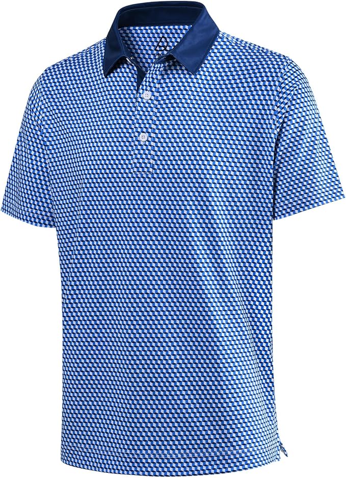 DEOLAX Mens Polo Shirts Fashion Print Mens Golf Shirt Dry Fit Mens Golf Polo Short Sleeve Quick Dry Funny Golf Shirt for Men IronWave Fitness