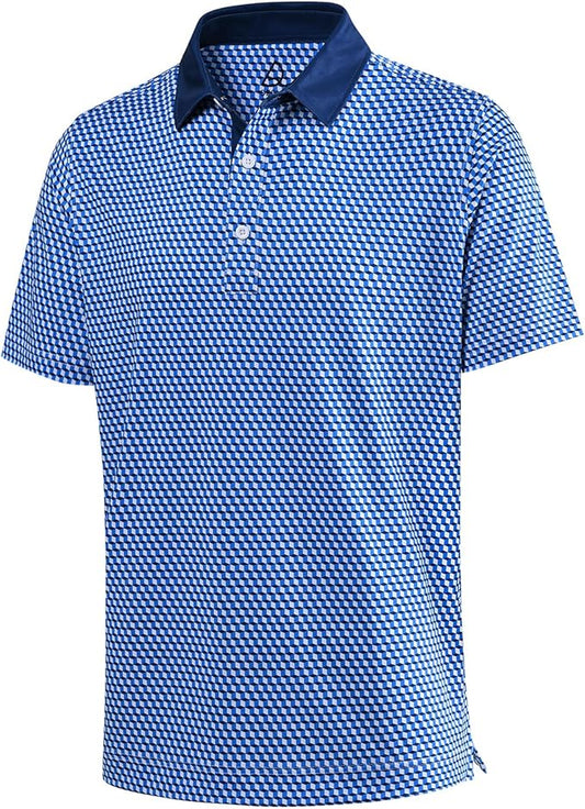 DEOLAX Mens Polo Shirts Fashion Print Mens Golf Shirt Dry Fit Mens Golf Polo Short Sleeve Quick Dry Funny Golf Shirt for Men IronWave Fitness