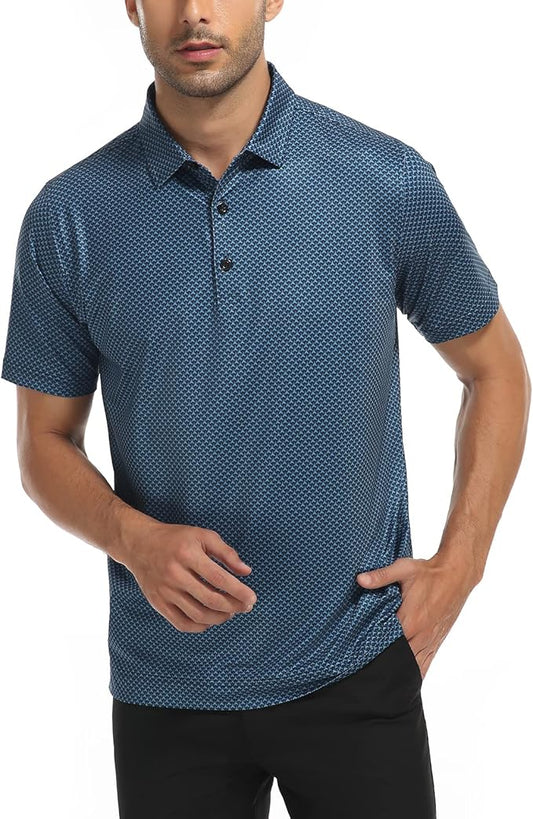 DEOLAX Mens Polo Shirts Fashion Print Mens Golf Shirt Dry Fit Mens Golf Polo Short Sleeve Quick Dry Funny Golf Shirt for Men IronWave Fitness
