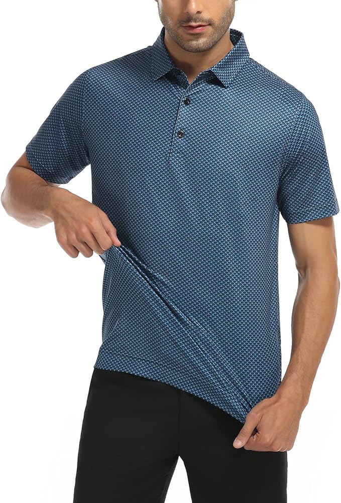 DEOLAX Mens Polo Shirts Fashion Print Mens Golf Shirt Dry Fit Mens Golf Polo Short Sleeve Quick Dry Funny Golf Shirt for Men IronWave Fitness