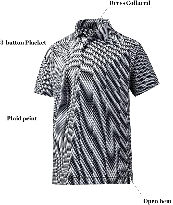 DEOLAX Mens Polo Shirts Fashion Print Mens Golf Shirt Dry Fit Mens Golf Polo Short Sleeve Quick Dry Funny Golf Shirt for Men IronWave Fitness