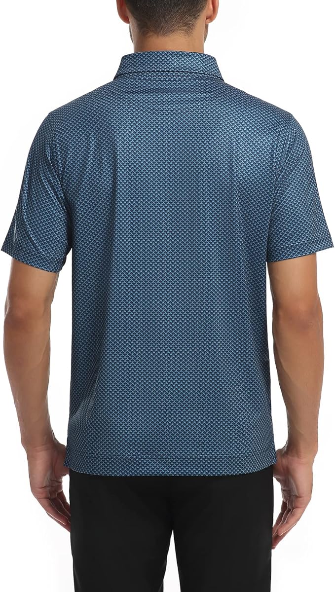 DEOLAX Mens Polo Shirts Fashion Print Mens Golf Shirt Dry Fit Mens Golf Polo Short Sleeve Quick Dry Funny Golf Shirt for Men IronWave Fitness