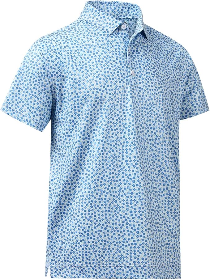 DEOLAX Mens Polo Shirts Fashion Print Mens Golf Shirt Dry Fit Mens Golf Polo Short Sleeve Quick Dry Funny Golf Shirt for Men IronWave Fitness