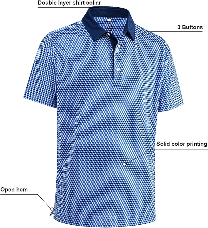 DEOLAX Mens Polo Shirts Fashion Print Mens Golf Shirt Dry Fit Mens Golf Polo Short Sleeve Quick Dry Funny Golf Shirt for Men IronWave Fitness