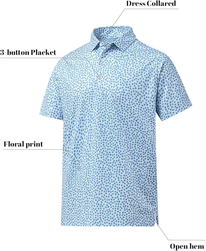 DEOLAX Mens Polo Shirts Fashion Print Mens Golf Shirt Dry Fit Mens Golf Polo Short Sleeve Quick Dry Funny Golf Shirt for Men IronWave Fitness