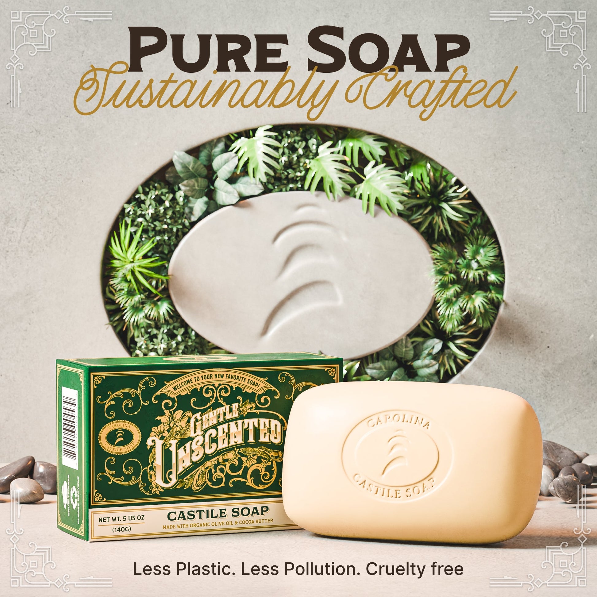 Castile Bar Soap - Gentle Unscented Carolina Castile Soap