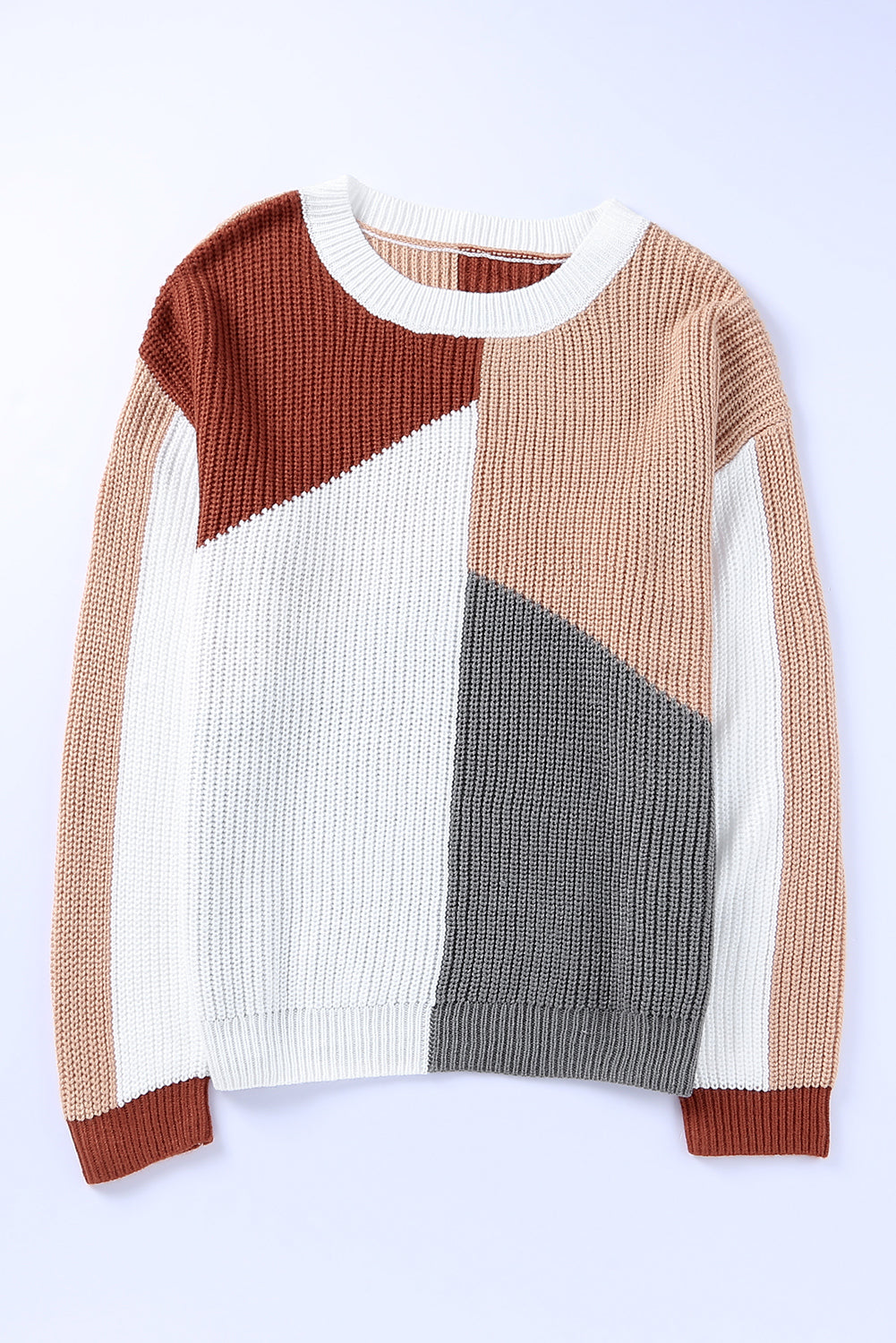 Color Block Drop Shoulder Long Sleeve Sweater