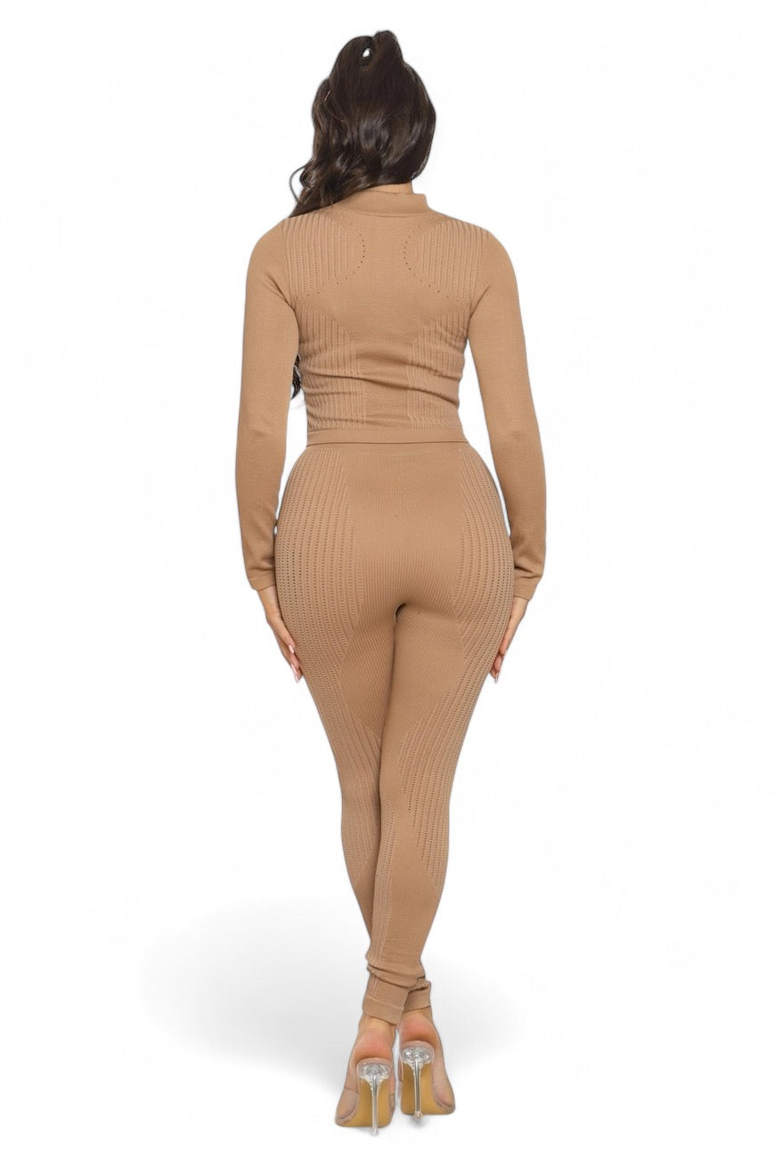Washed Seamless Zip Up Jacket and Leggings Set The House of Stylez