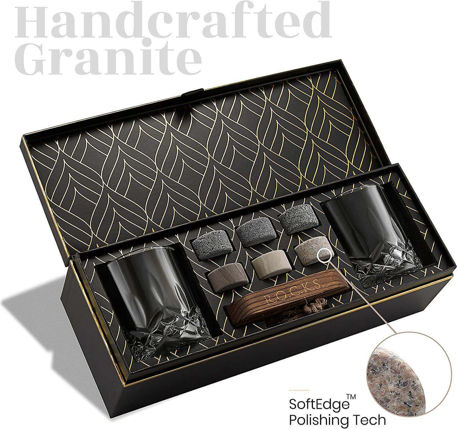 The Connoisseur's Set - Signature Glass Edition DC-ROCKS Whiskey Chilling Stones
