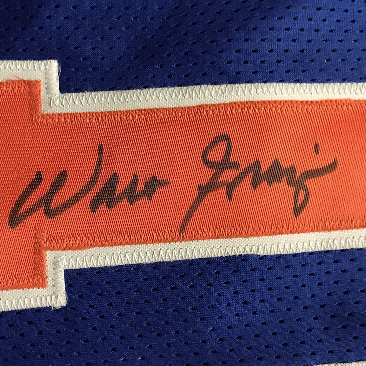 Autographed/Signed Walt Frazier New York Knicks Blue Basketball Jersey JSA COA Hall of Fame Sports Memorabilia