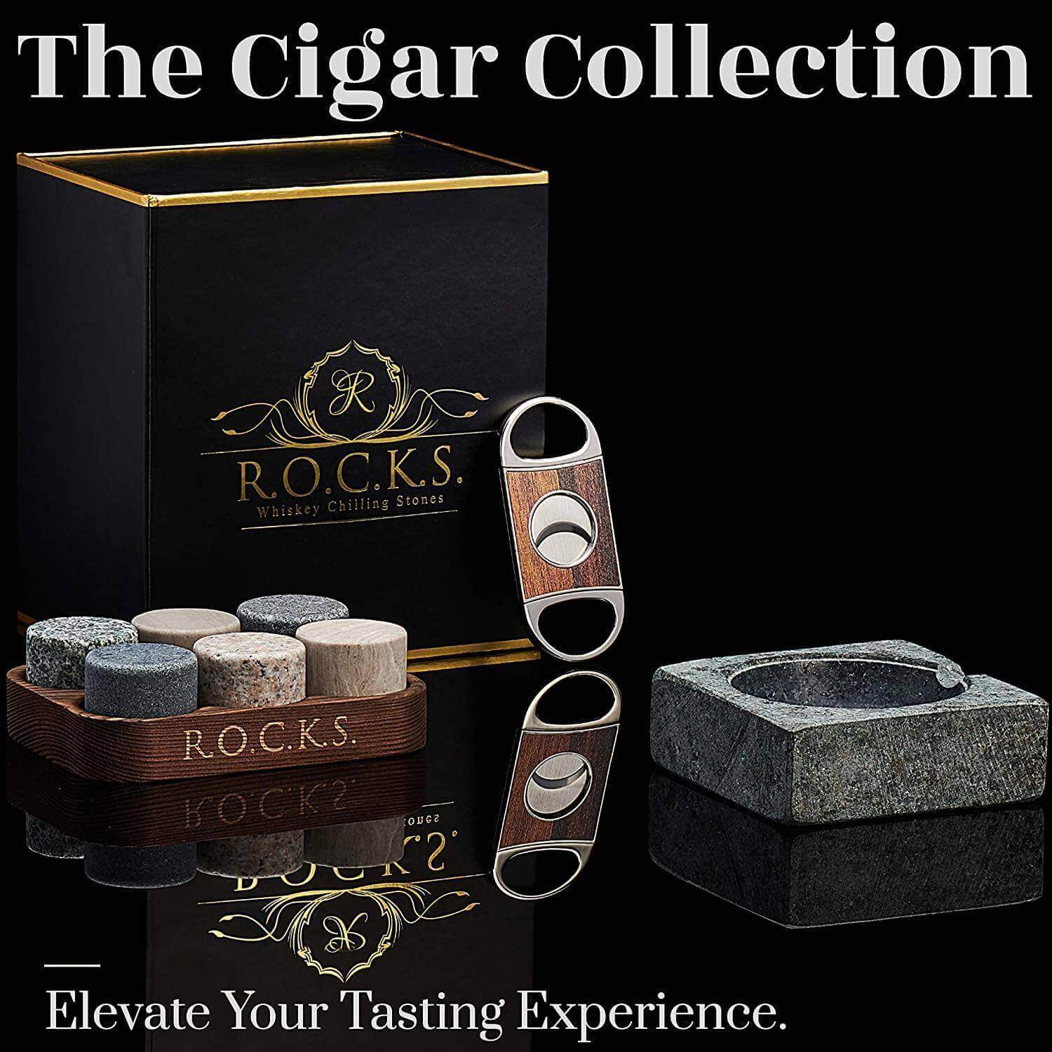 The Gentleman's Set - Cigar Aficionado DC-ROCKS Whiskey Chilling Stones