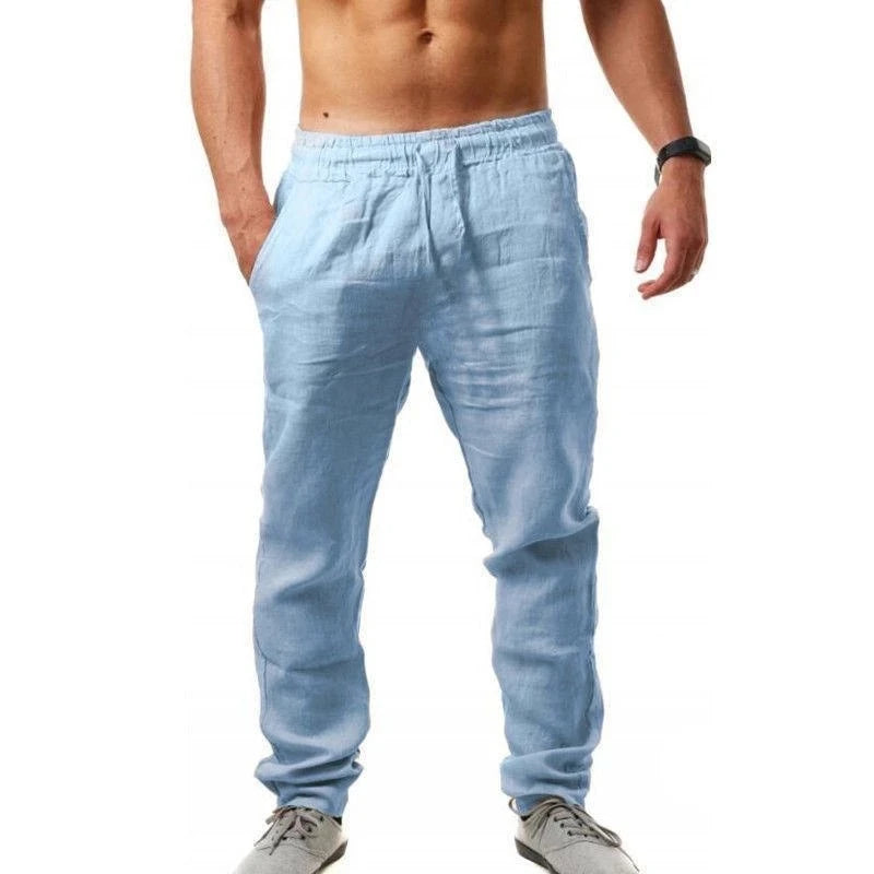 New Men's Cotton Linen Loose Pants Male Summer Casual Solid Color Pants trousers Plus Size M-5XL