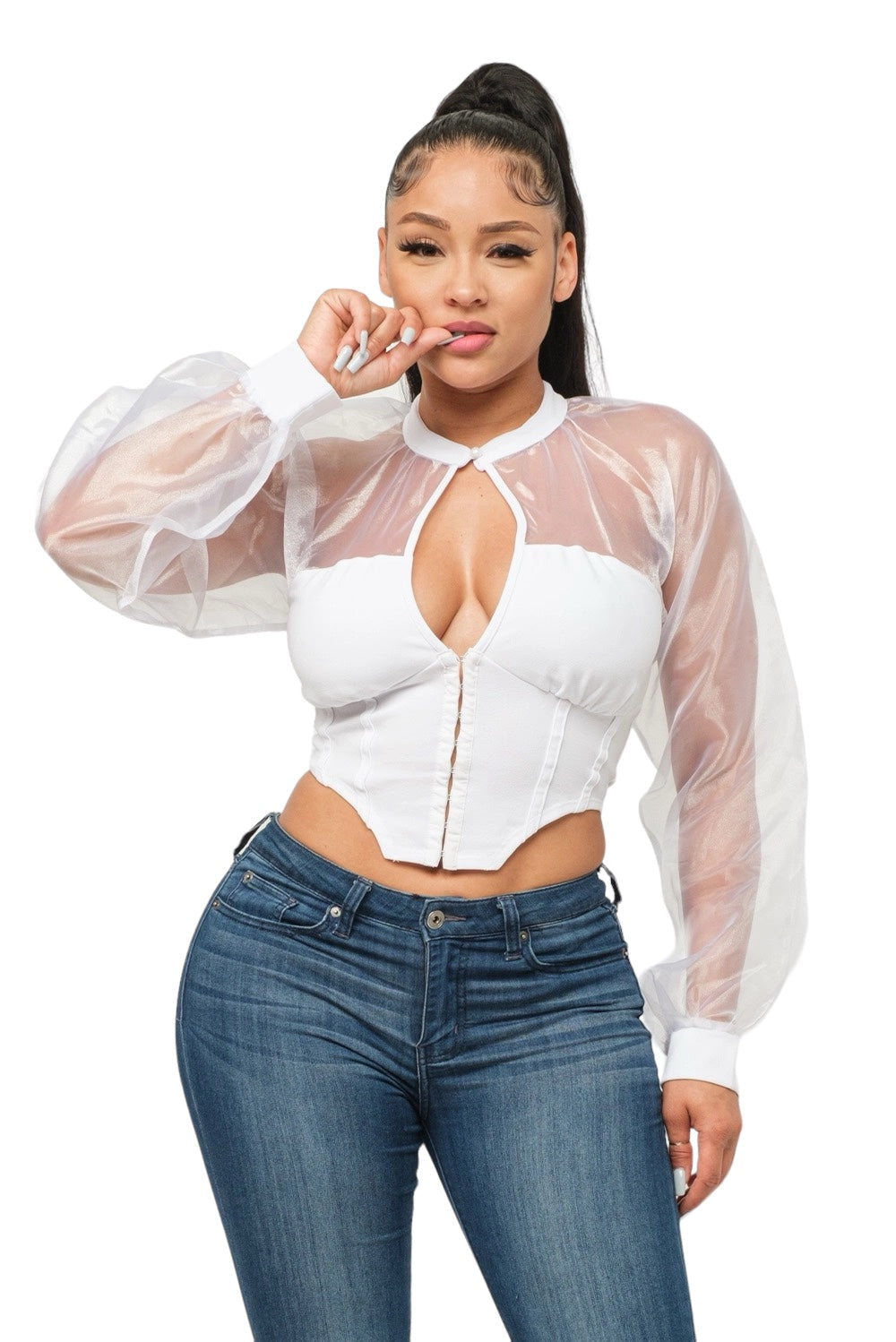 Front Hook and Eyelet Front Keyhole Button Top The House of Stylez