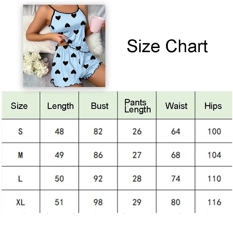 Women's Pajama Set Pajamas T-Shirts Shorts Pink Heart-Shaped Print Round Neck T-Shirt Ice Silk Top Comfortable Casual Summer ﻿