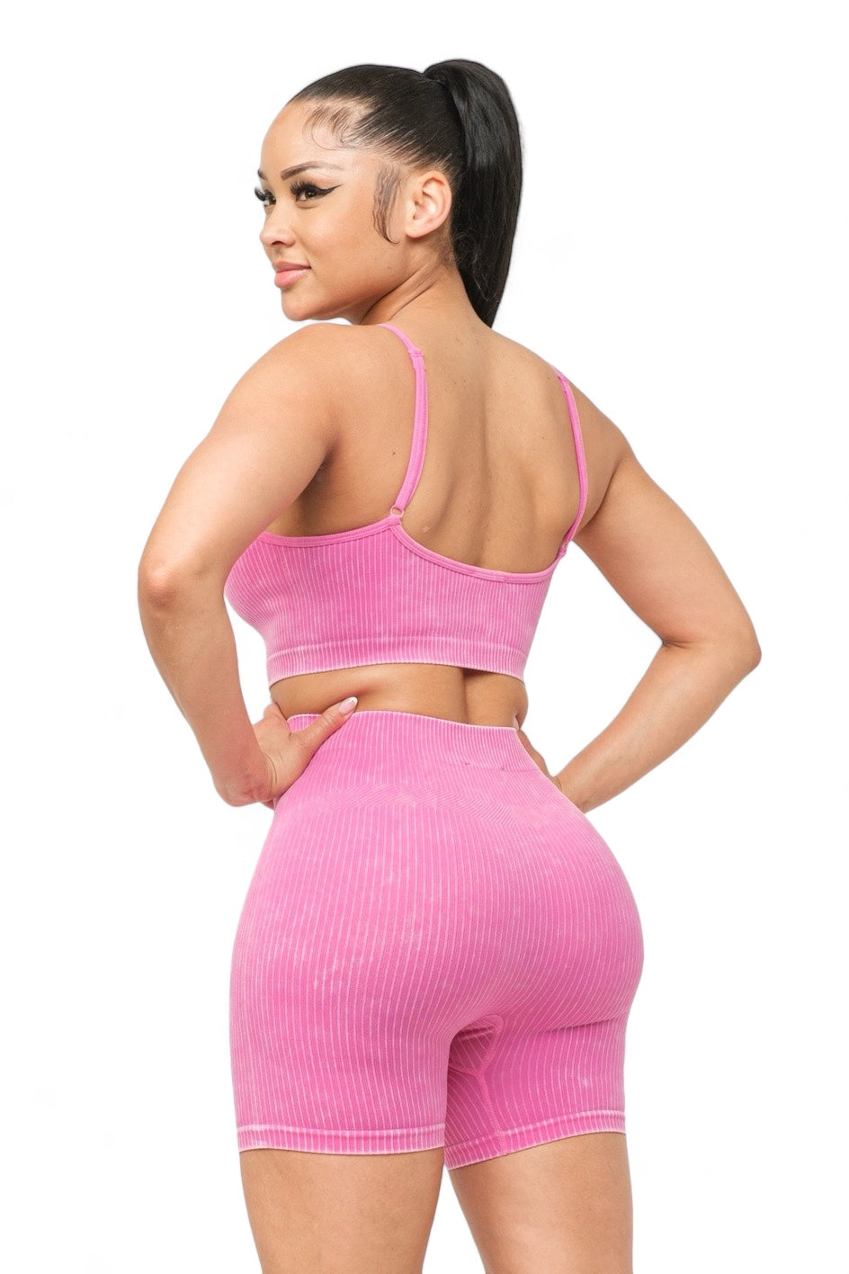 Washed Seamless Basic Tank Top and Shorts Set The House of Stylez