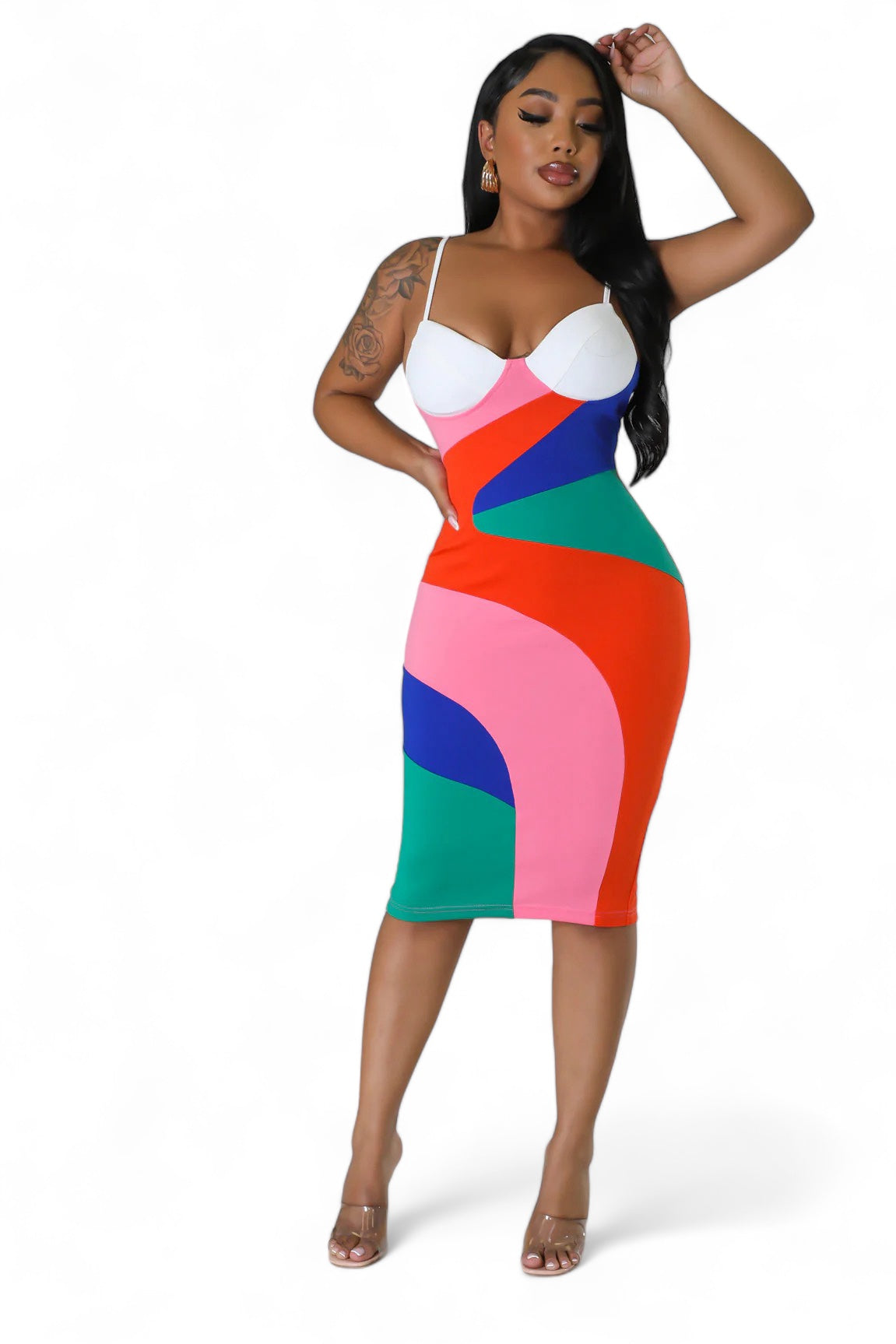 Multicolor Bra Cup Midi Dress The House of Stylez
