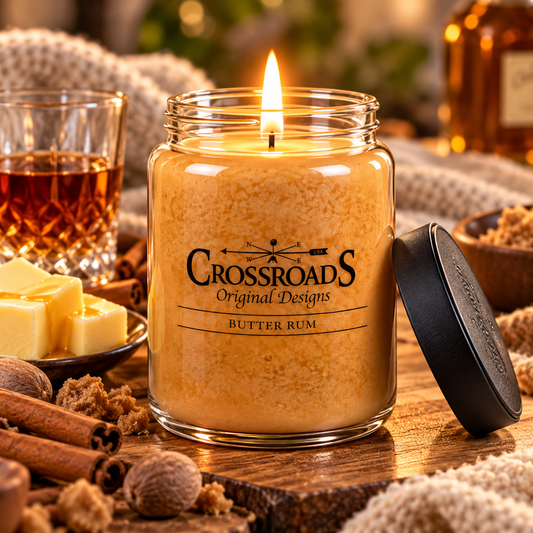 Crossroads Butter Rum Scented 2-Wick Candle, 26 Ounce