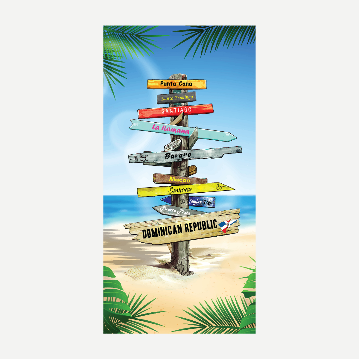 Dominican Republic Road Signs Beach Towel Towels World