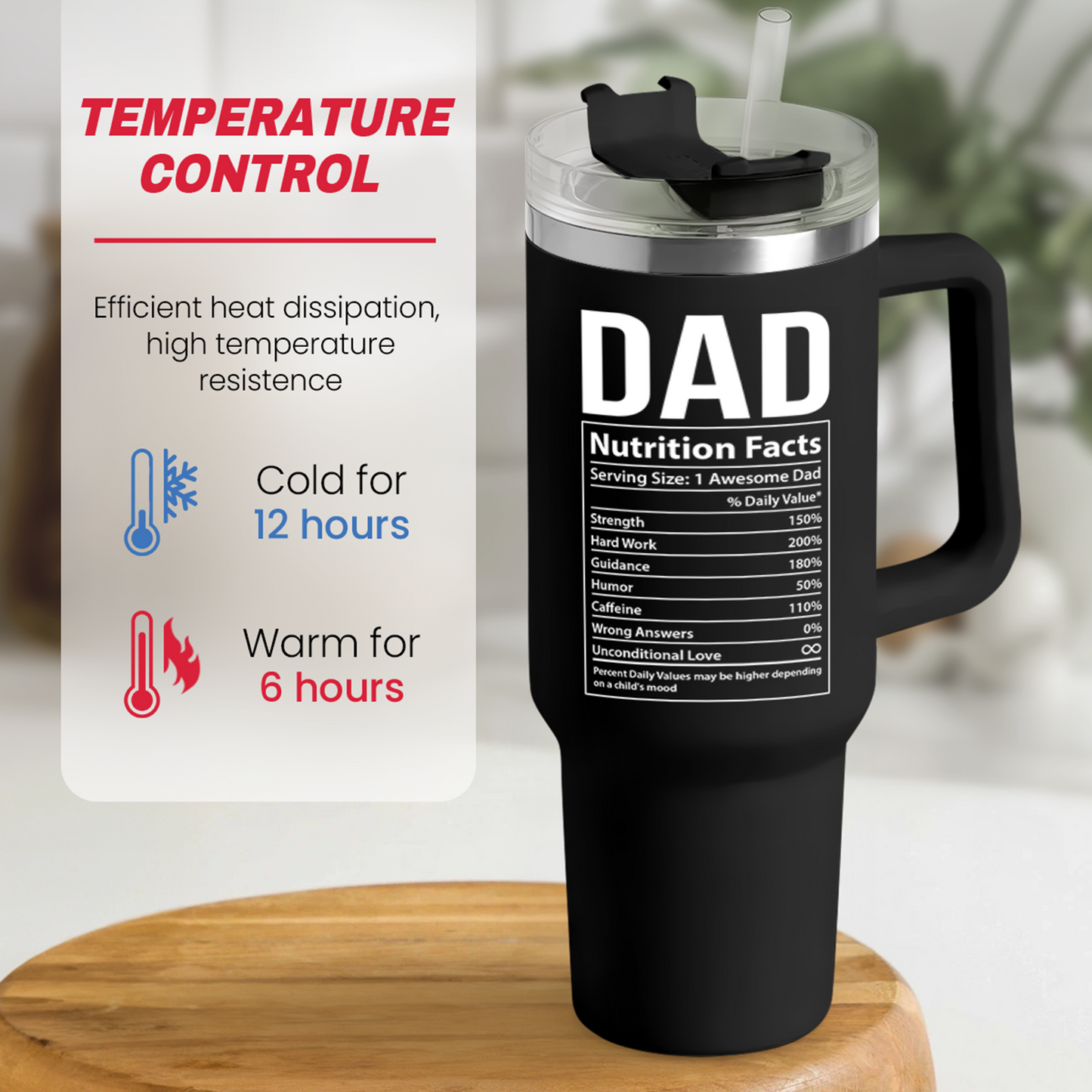 Black Best Dad Ever Quencher Tumbler with Handle 40oz Sandjest Personalized Gifts