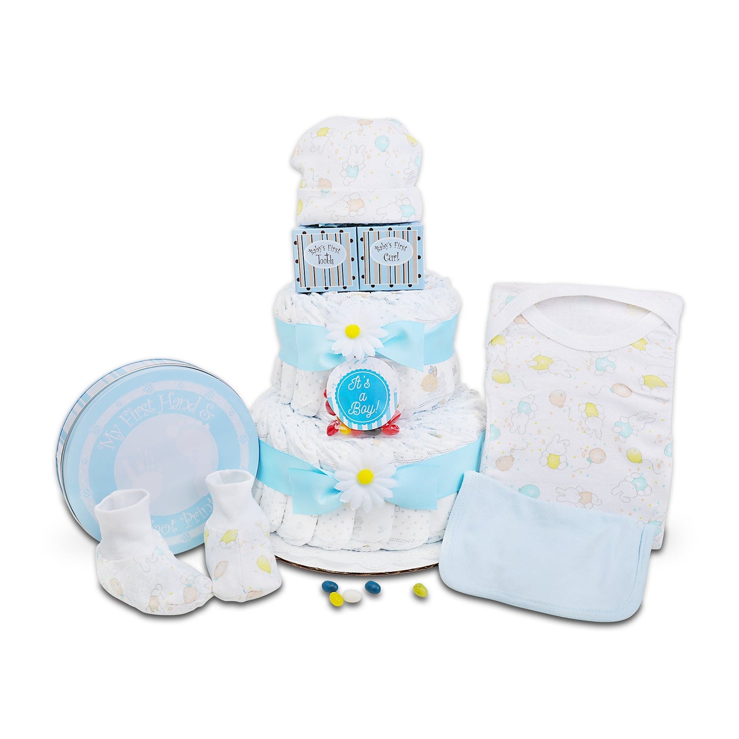 Blue Two- Tier Diaper Cake Alder Creek Gift Baskets