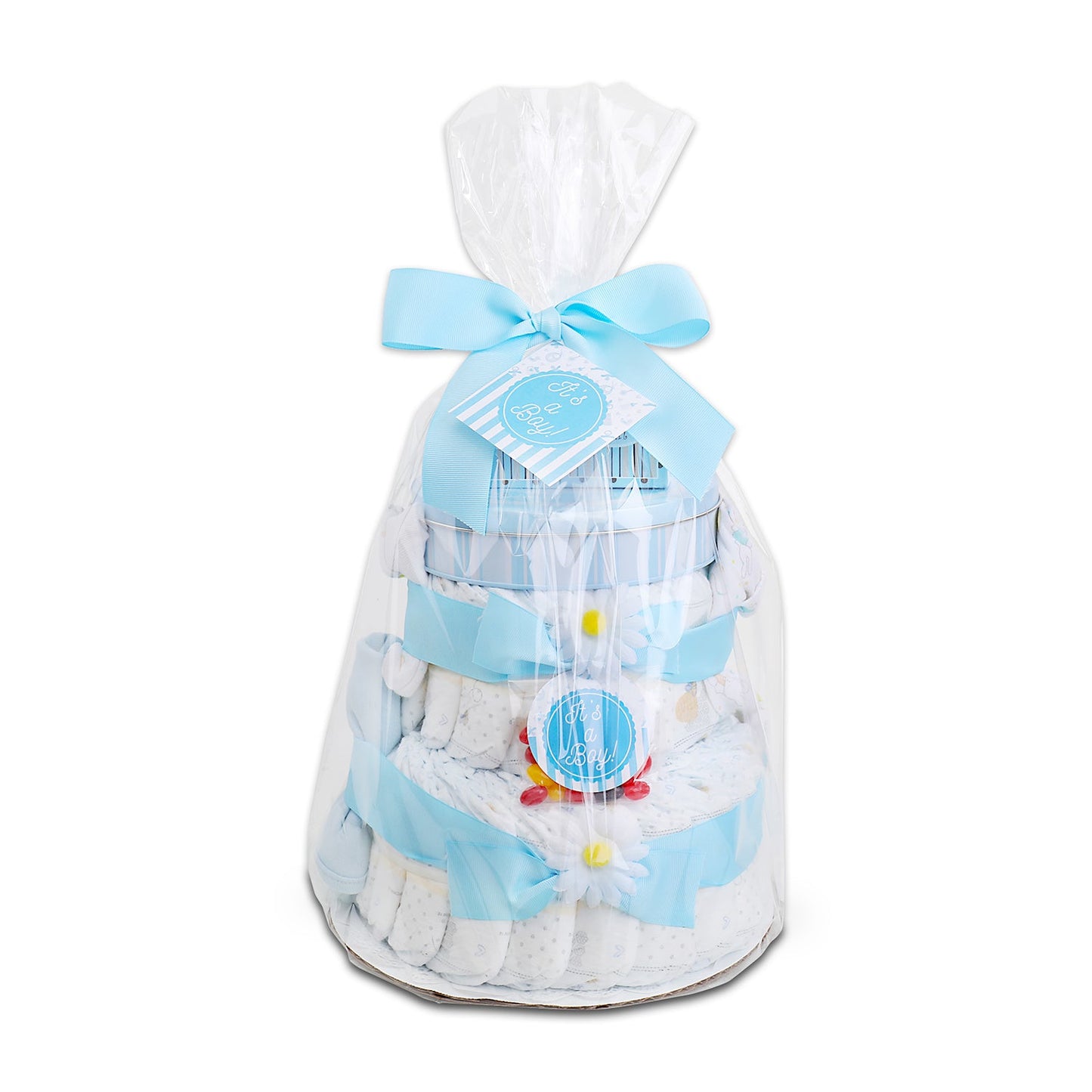 Blue Two- Tier Diaper Cake Alder Creek Gift Baskets