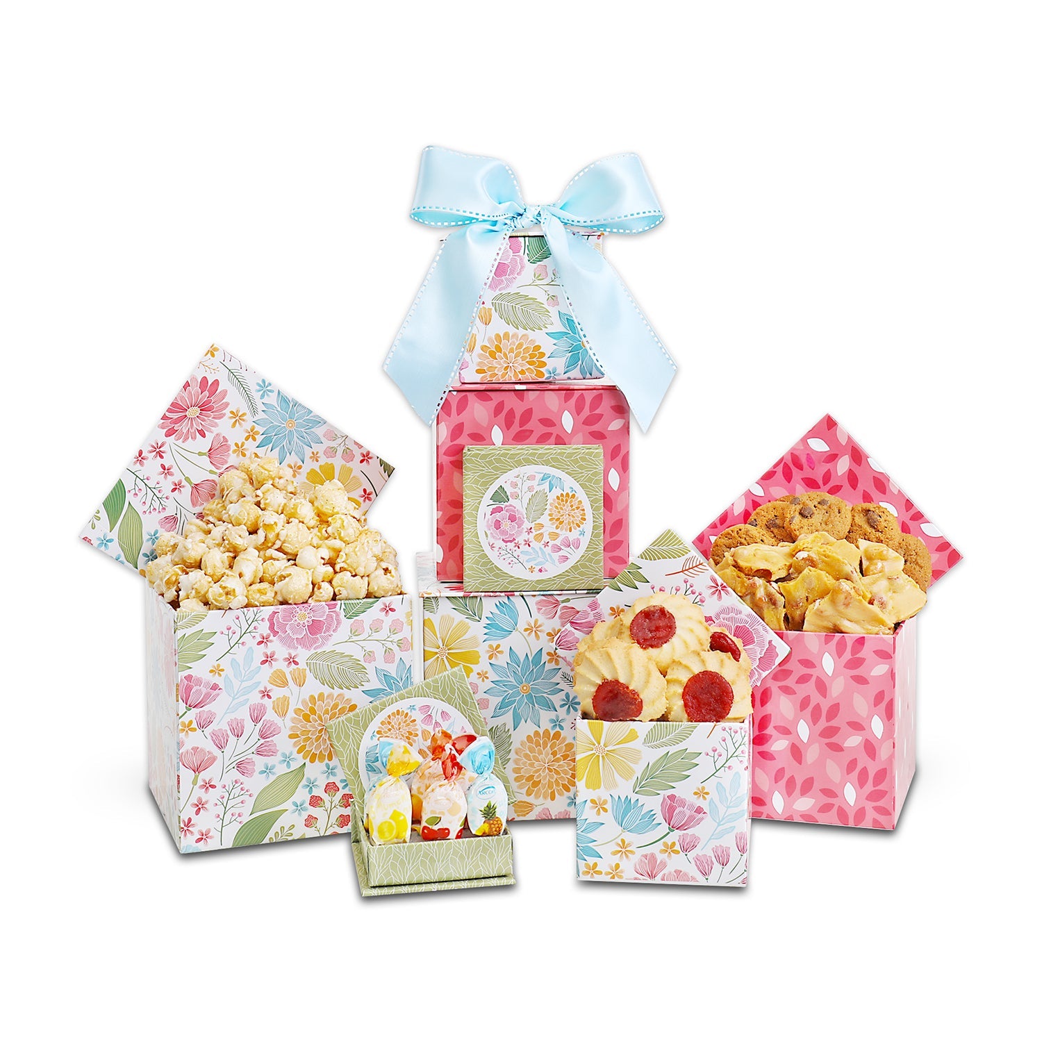 Floral Blooms Summer Treat Gift Tower Alder Creek Gift Baskets