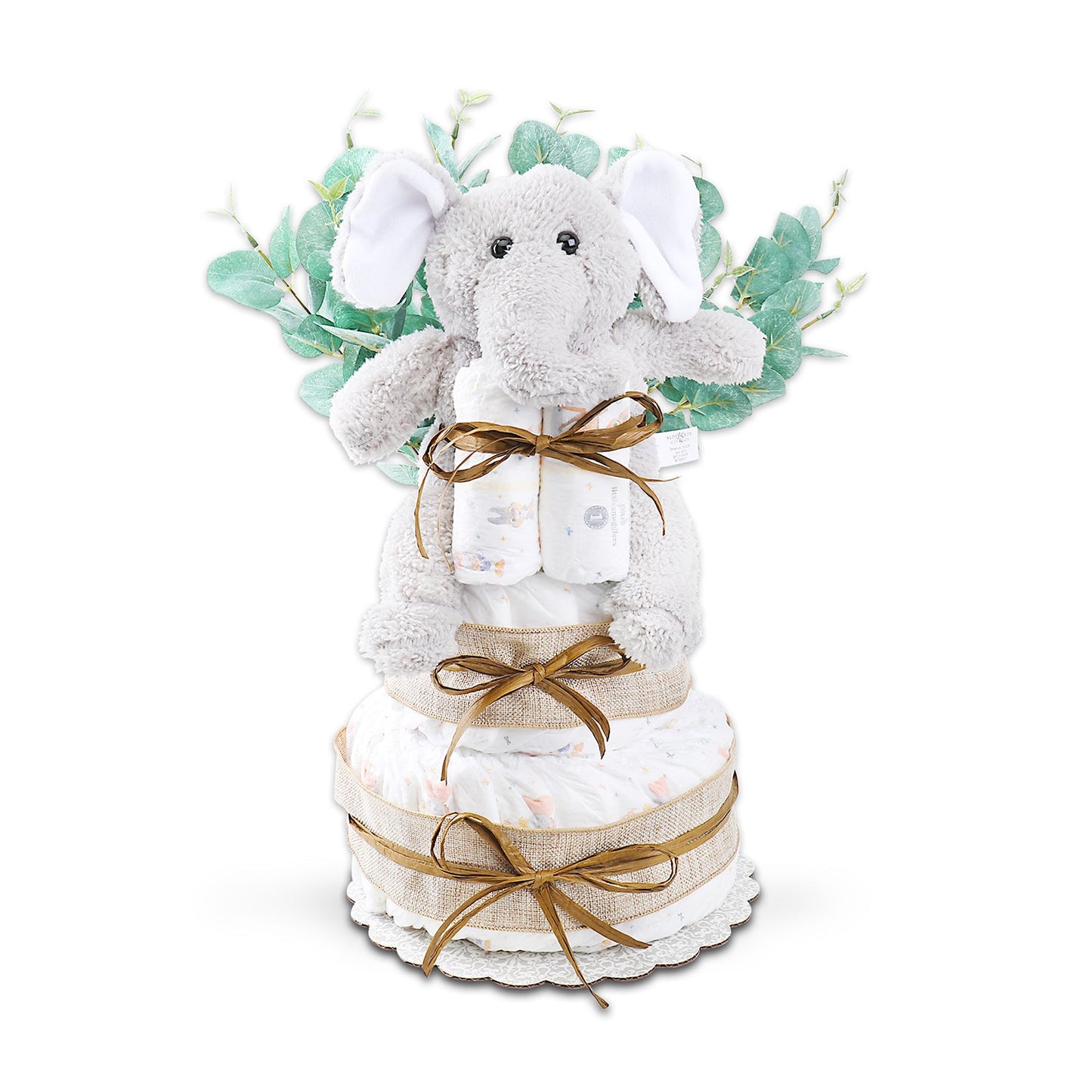 Wild About Baby Two-Tier Diaper Cake Gift Basket Alder Creek Gift Baskets