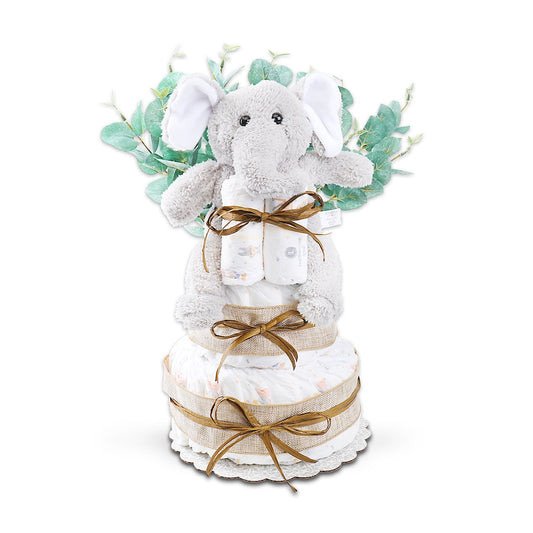 Wild About Baby Two-Tier Diaper Cake Gift Basket Alder Creek Gift Baskets