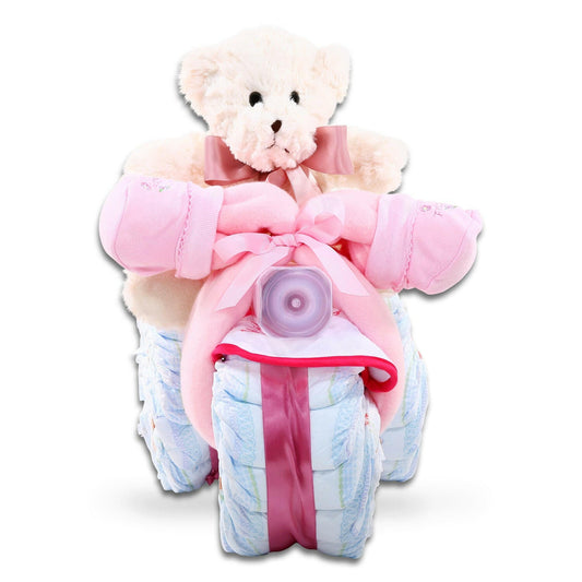 Pink Tricycle Diaper Cake Gift Basket Alder Creek Gift Baskets