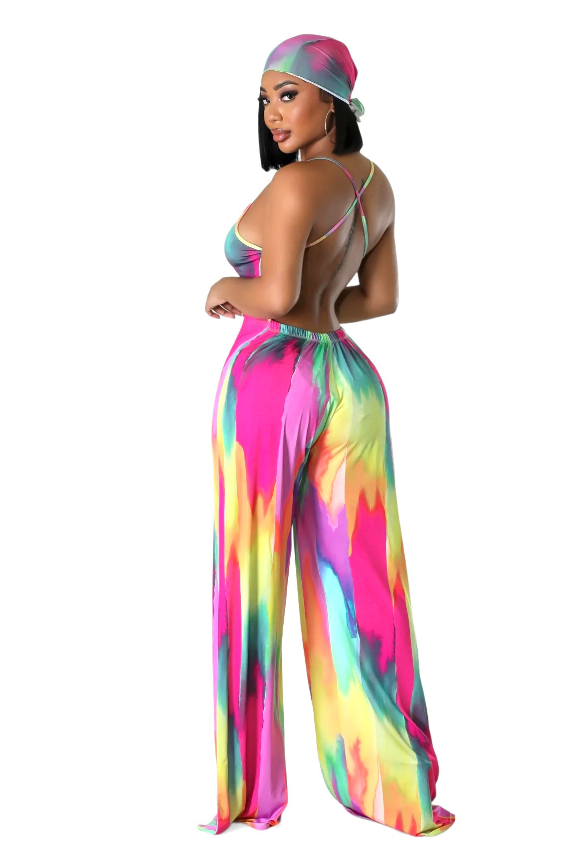 Abstract Paint Pattern  Jumpsuit with Criss Cross Back The House of Stylez
