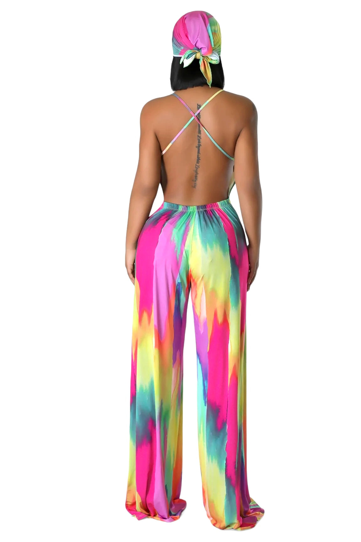 Abstract Paint Pattern  Jumpsuit with Criss Cross Back The House of Stylez