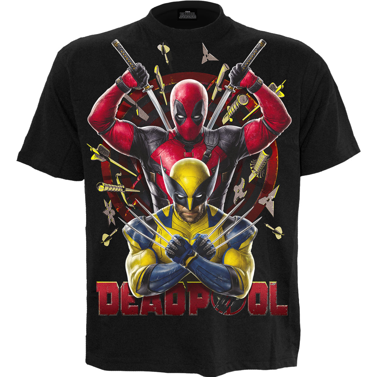 DEADPOOL - WOLVERINE BULLSEYE - T-Shirt Black Spiral USA
