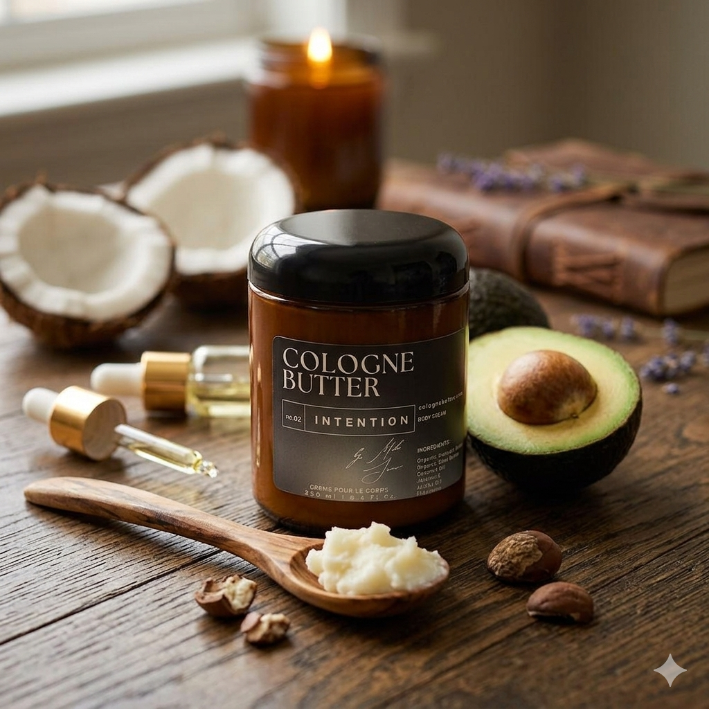 INTENTION – Luxury Fragrance Body Butter | Oud, Rose & Vanilla Cologne Scent Moisturizing Skin Butter | Cologne Butter