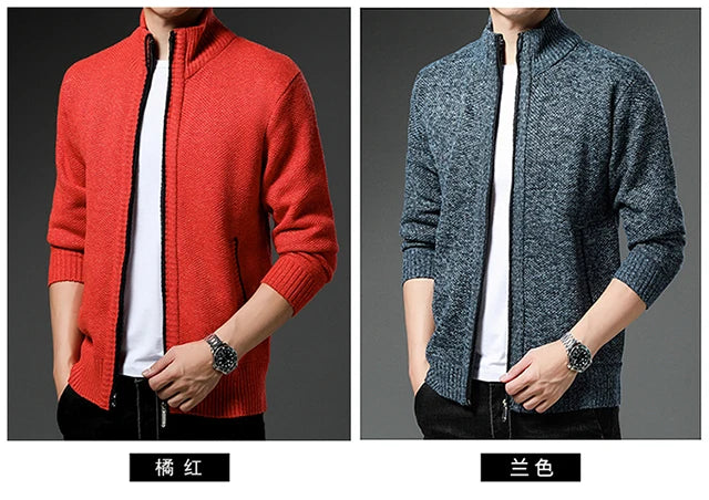 Men's Knit Sweater Spring Autumn Men Cardigan Cable Sweaters Coat Faux Fur Wool Casual Loose Coat  Solid Versatile Jacket