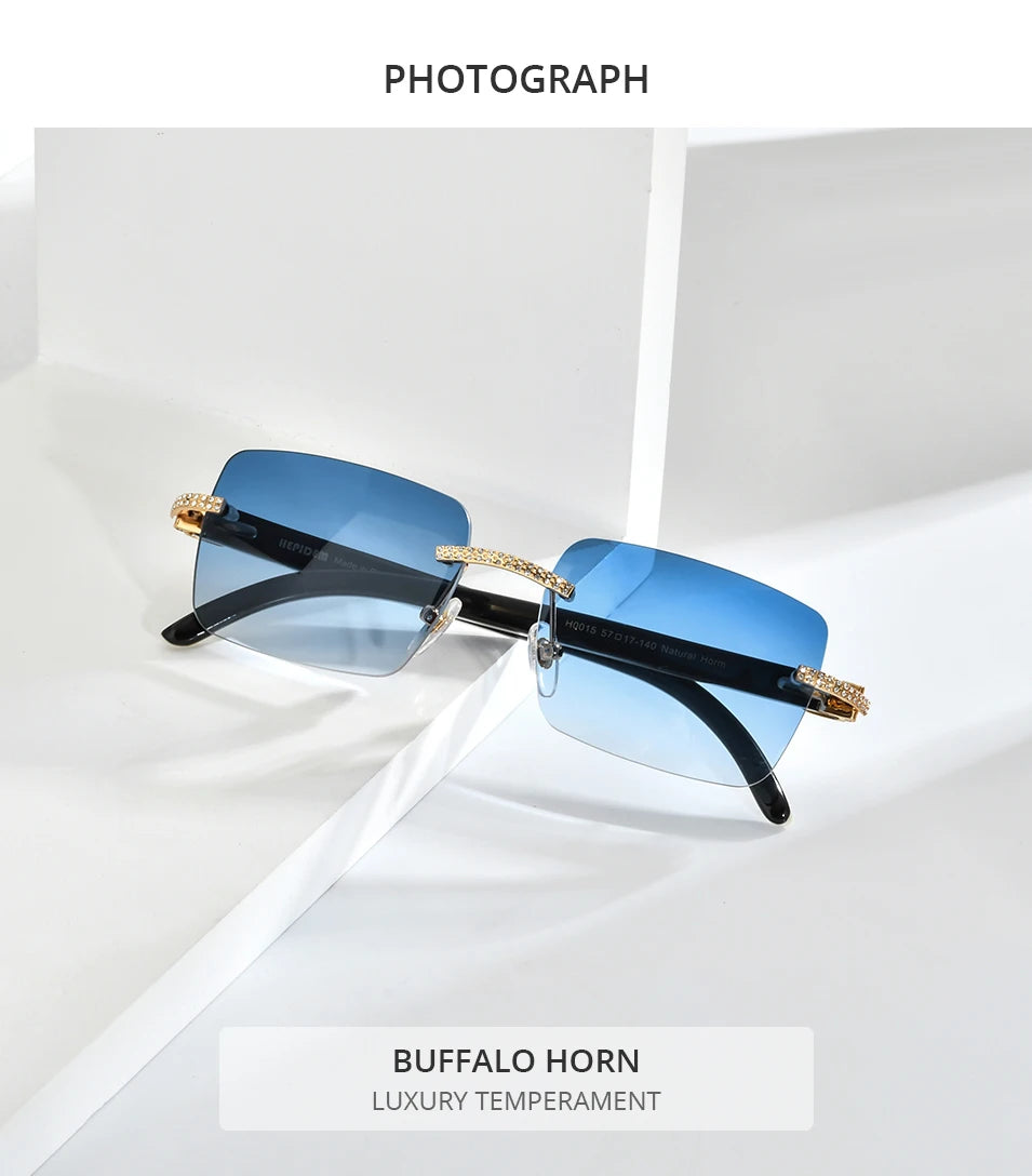 HEPIDEM Buffalo Horn Glasses Women New Square Rimless High Quality Men Sunglasses Luxury Eyewear Buffs Eyeglasses